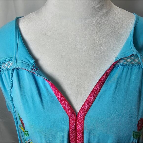 The Pioneer Woman Sz XXL Embroirered BOHO Festival Lace Ruffle Peplum Blouse - Picture 6 of 12